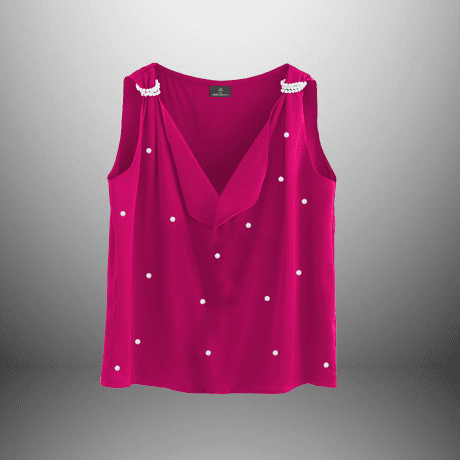 Hot Pink Pearl Embellished Regular Top-RET092